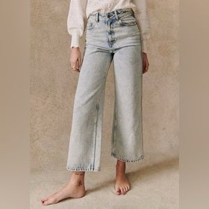 Sezane LE CROP Edge Blue Organic Cotton size 40 (size US 8)